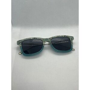 Shwood Handcrafted Canby Sunglasses Seafoam Green Multi Pattern Wayfarer Frame